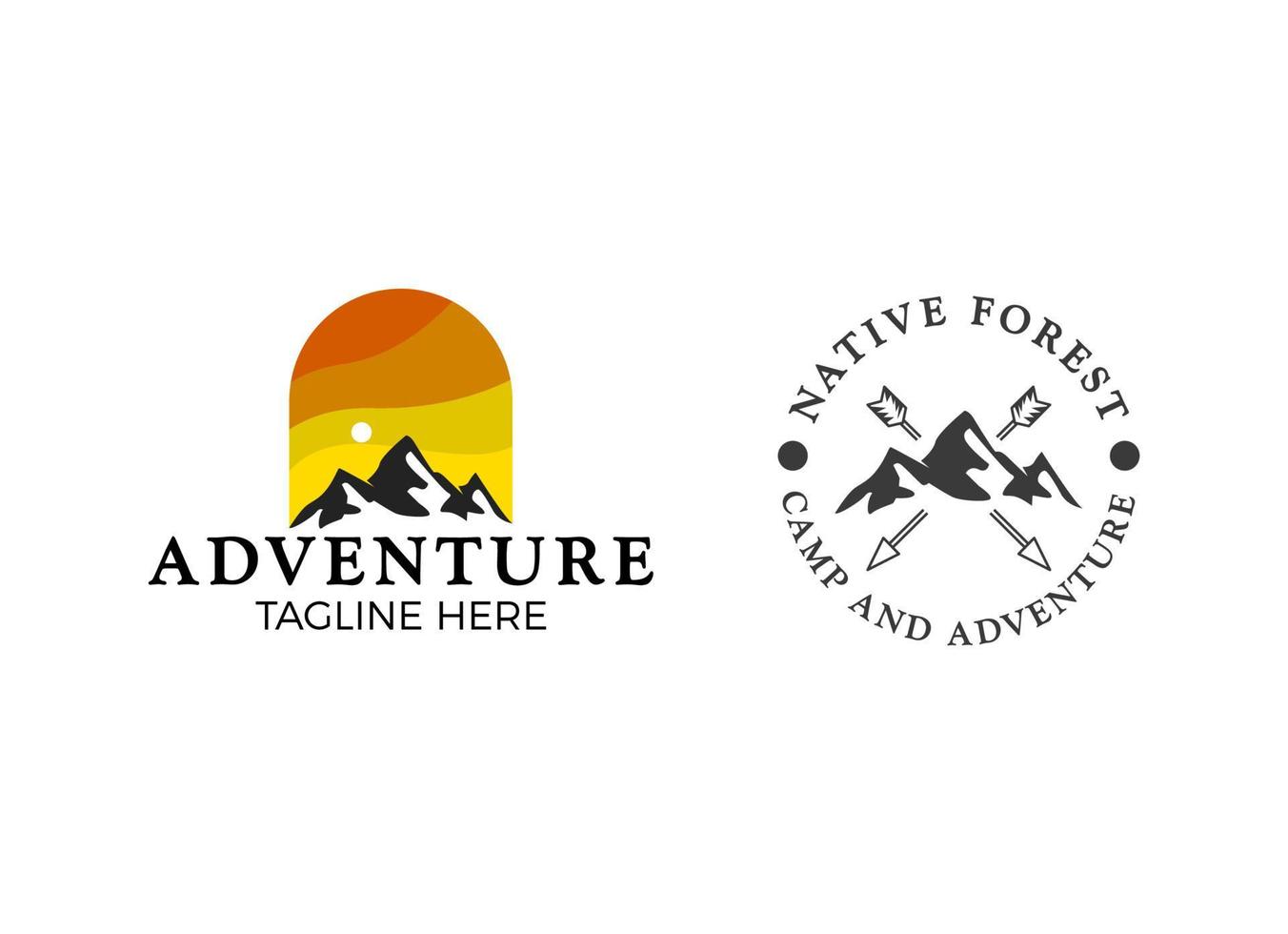 montagna e avventura campo logo design modello. vettore