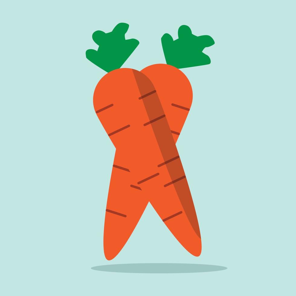 carota cartone animato illustrazione verde verdura pieno di vitamina e nutrizione vettore