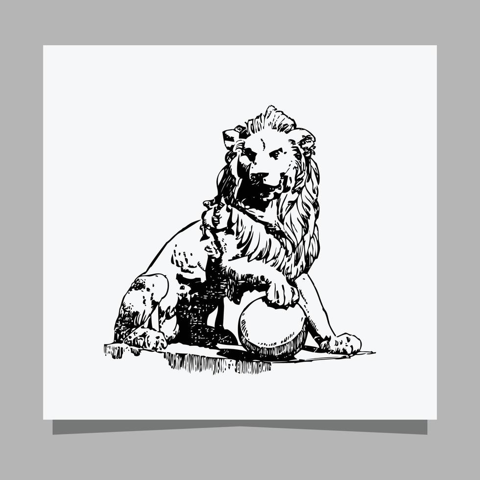 nero Leone logo su bianca carta con ombra Perfetto per attività commerciale loghi e attività commerciale carte vettore