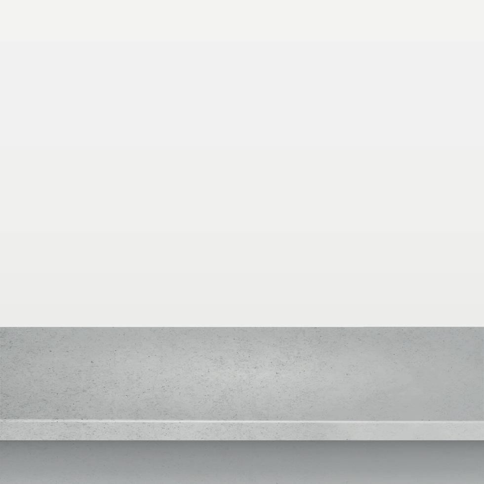 piano del tavolo in pietra di cemento grigio isolato su sfondo bianco, modello web promozionale - vettore
