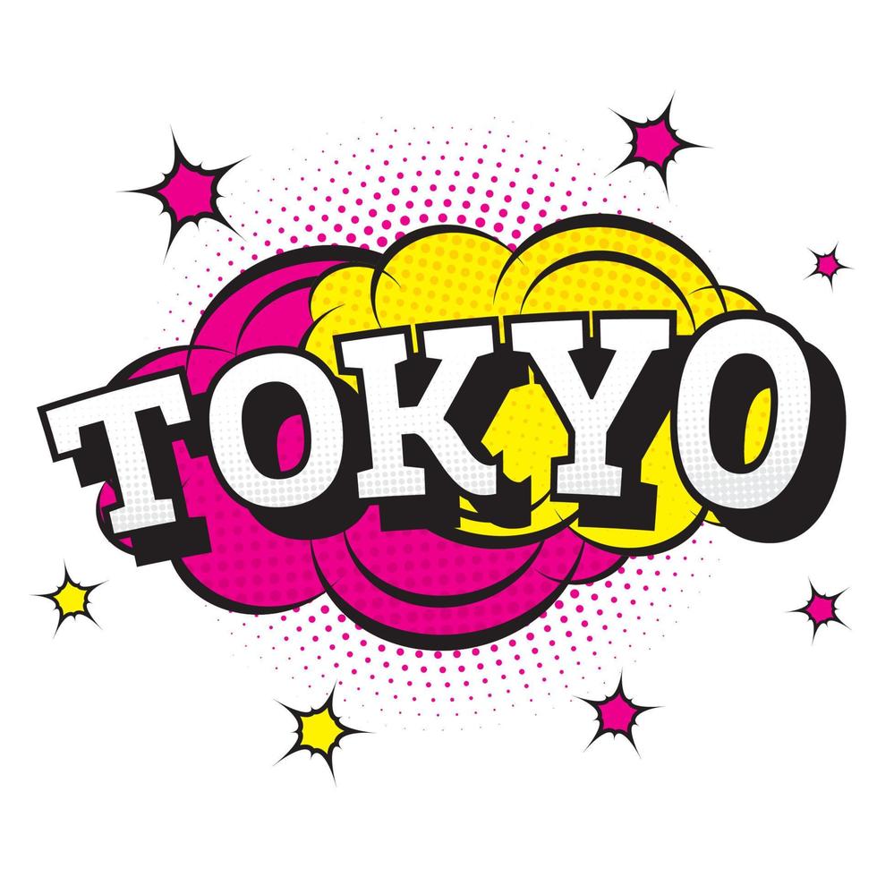 tokyo. comico testo nel pop arte stile. vettore