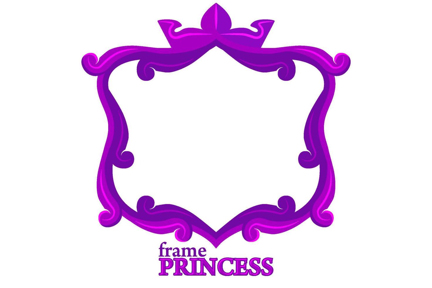 Principessa viola telaio, cartone animato piazza avatar per grafico design. vettore illustrazione carino vuoto modelli per Giochi.