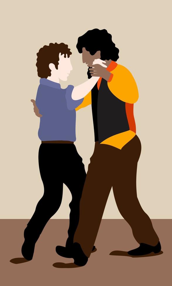 Due uomini danza tango. vettore illustrazione.