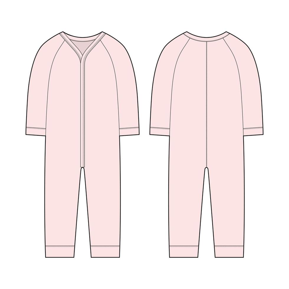 tutina con un' lungo maniche. infantile pagliaccetto. leggero rosa colore. bambino corpo indossare finto su. bambini body. vettore