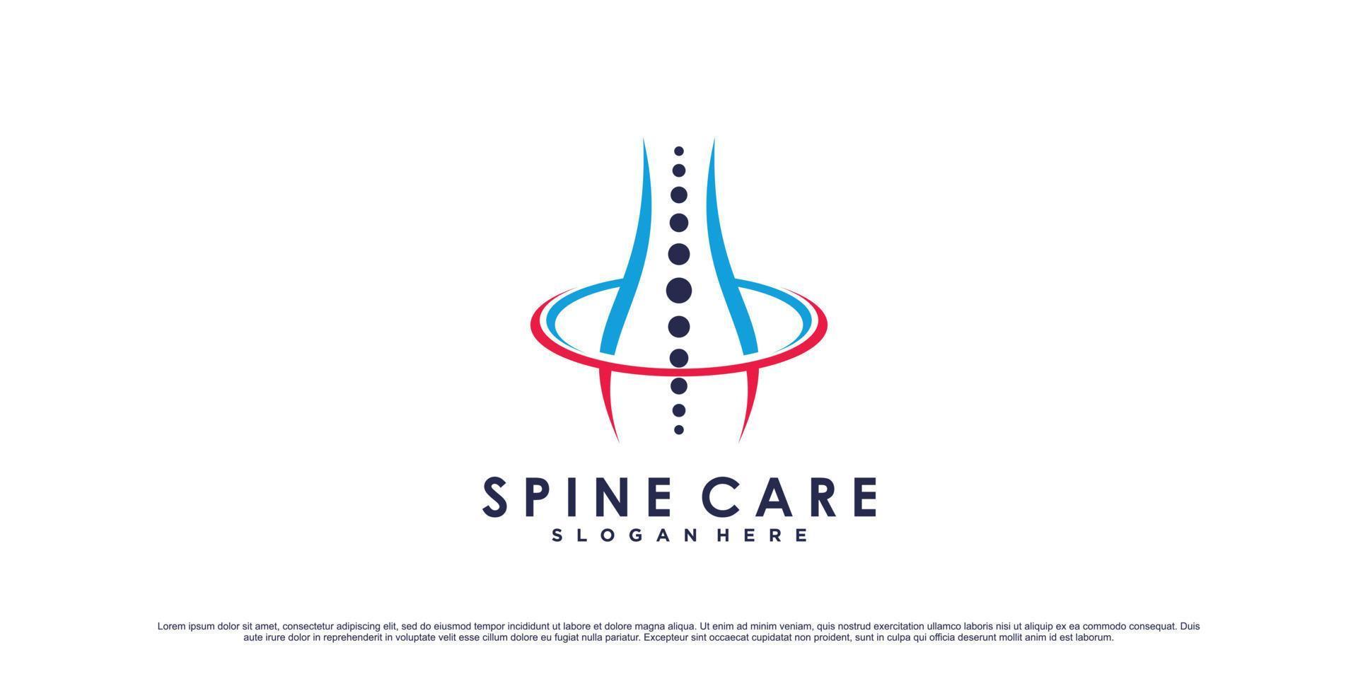 chiropratica logo design per colonna vertebrale cura logo o clinica icona con creativo concetto premio vettore