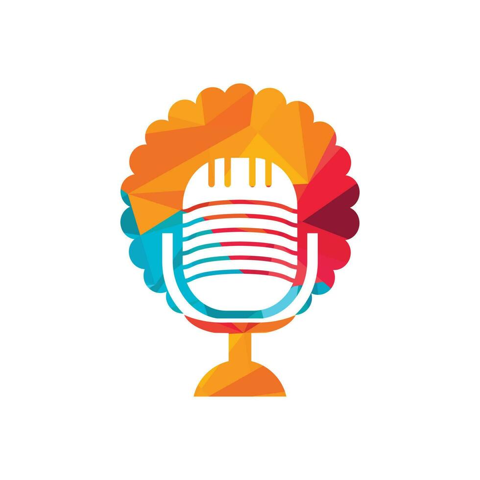 nero persone vettore Podcast logo design.
