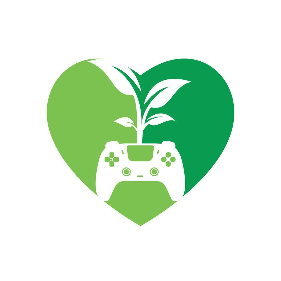 eco gioco vettore logo design. verde gamepad fresco foglia natura logo design.