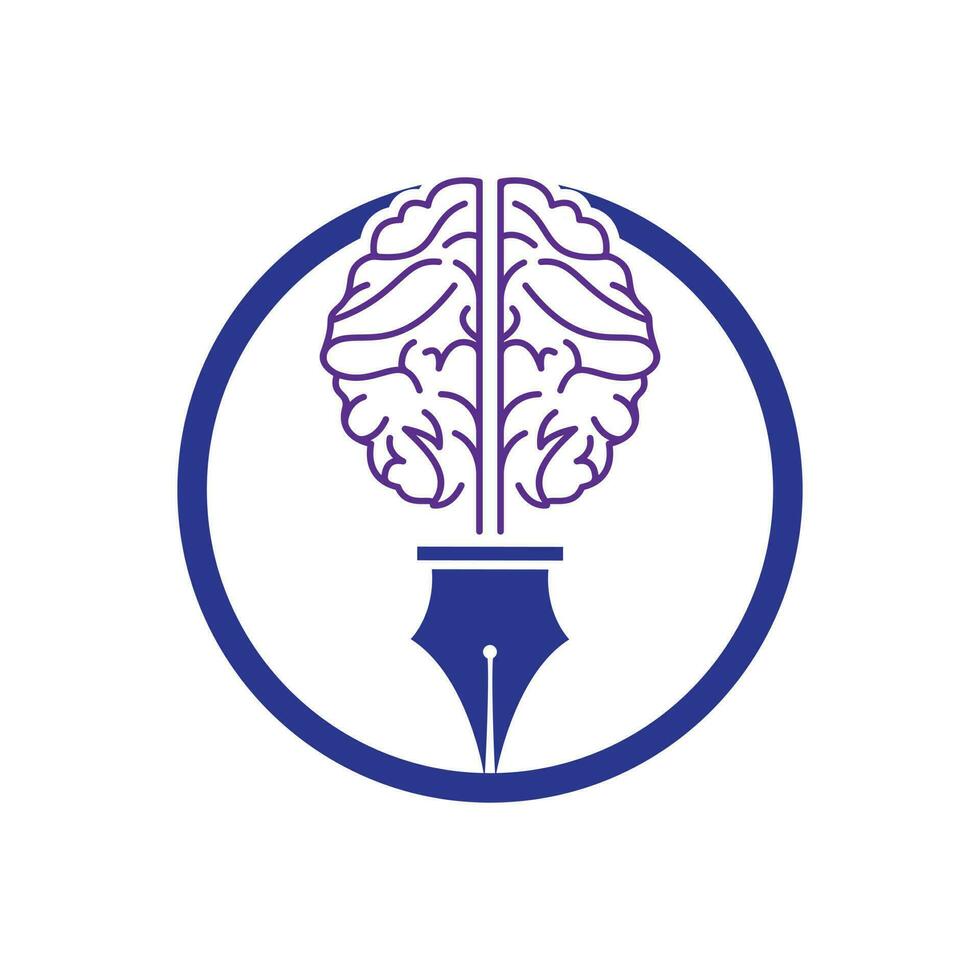 cervello penna vettore logo design modello.