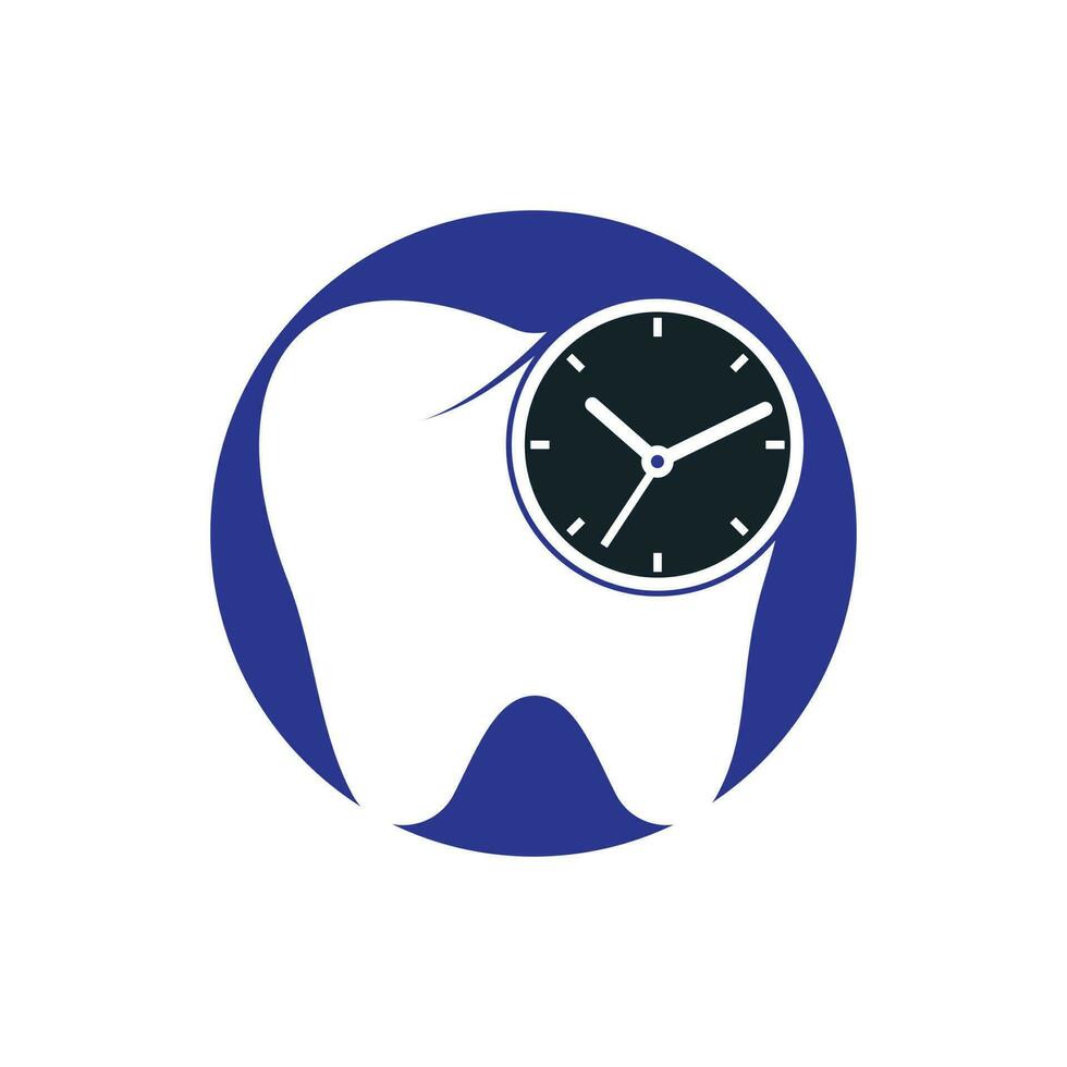 dentale tempo vettore logo design modello. umano dente e orologio icona design.