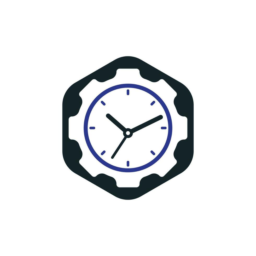 servizio tempo vettore logo design. Ingranaggio e analogico orologio icona vettore design.