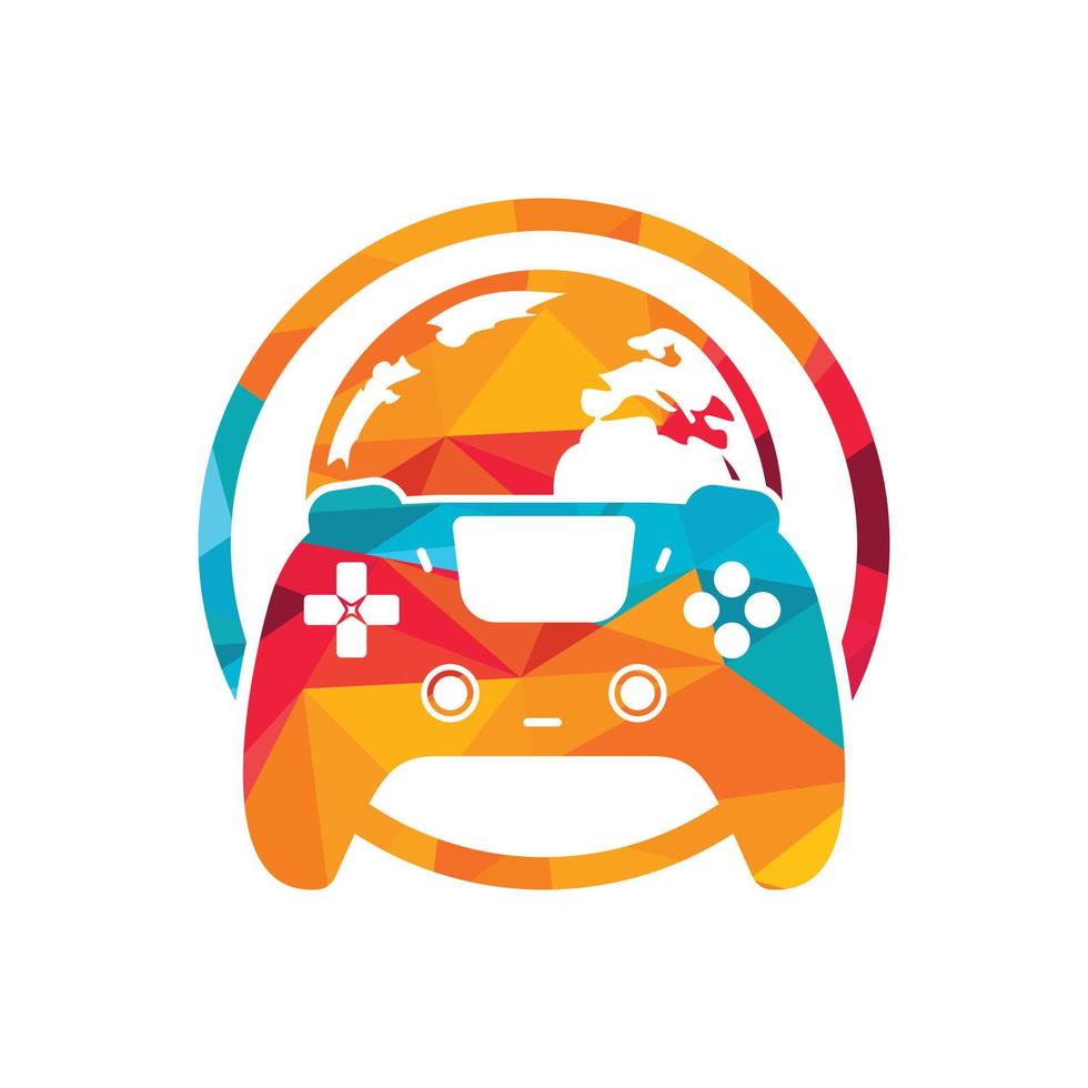 gioco mondo vettore logo design.
