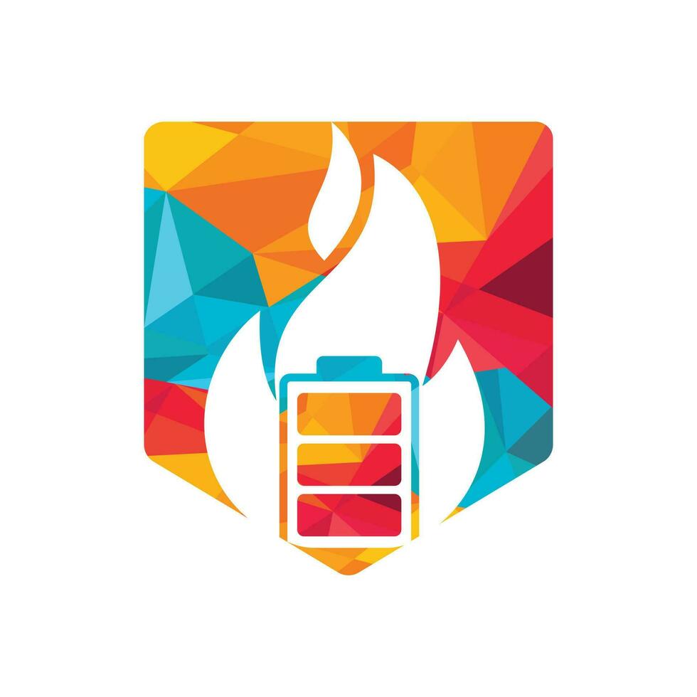 batteria fuoco vettore logo design.