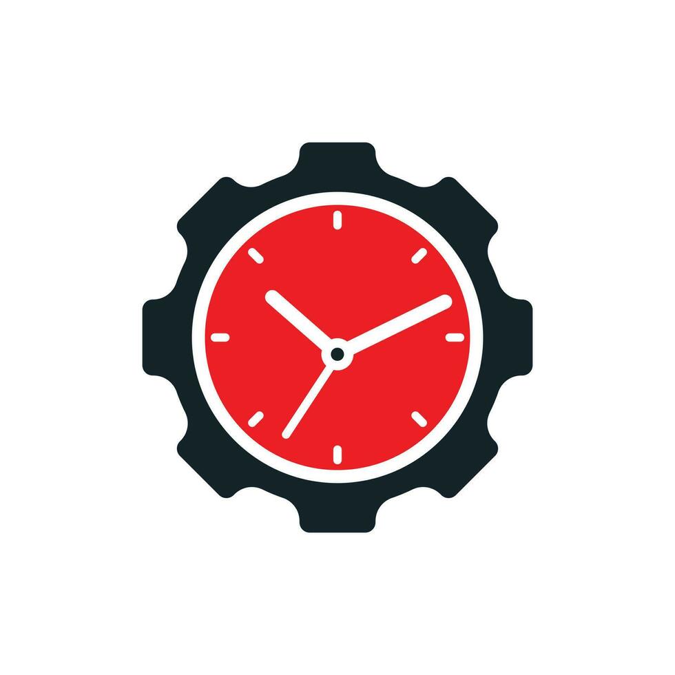 servizio tempo vettore logo design. Ingranaggio e analogico orologio icona vettore design.