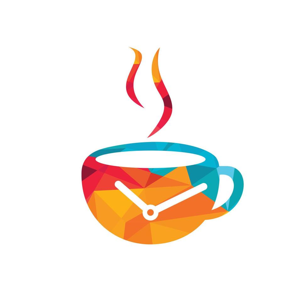 caffè tempo vettore logo design. caffè tazza tempo orologio concetto design.