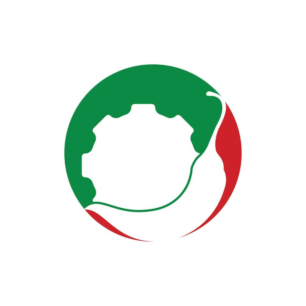 speziato meccanismo vettore logo concetto. chili Ingranaggio logo design modello.