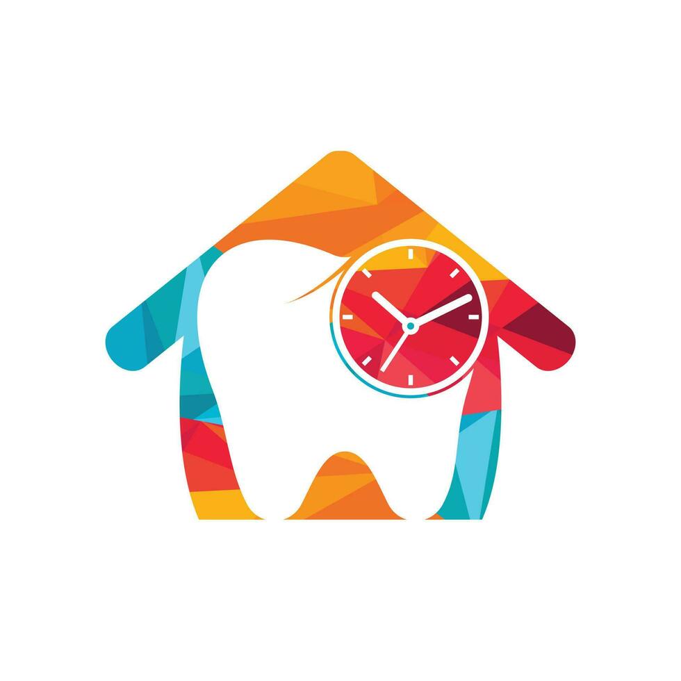 dentale tempo vettore logo design modello. umano dente e orologio icona design.