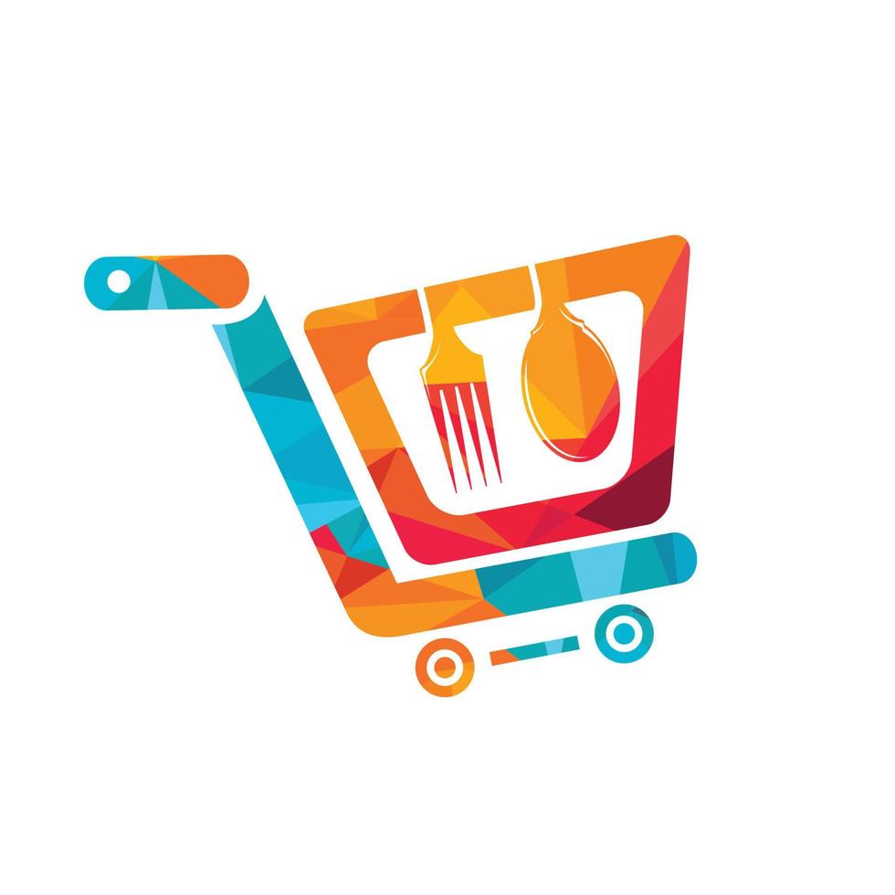 cibo shopping vettore logo design.