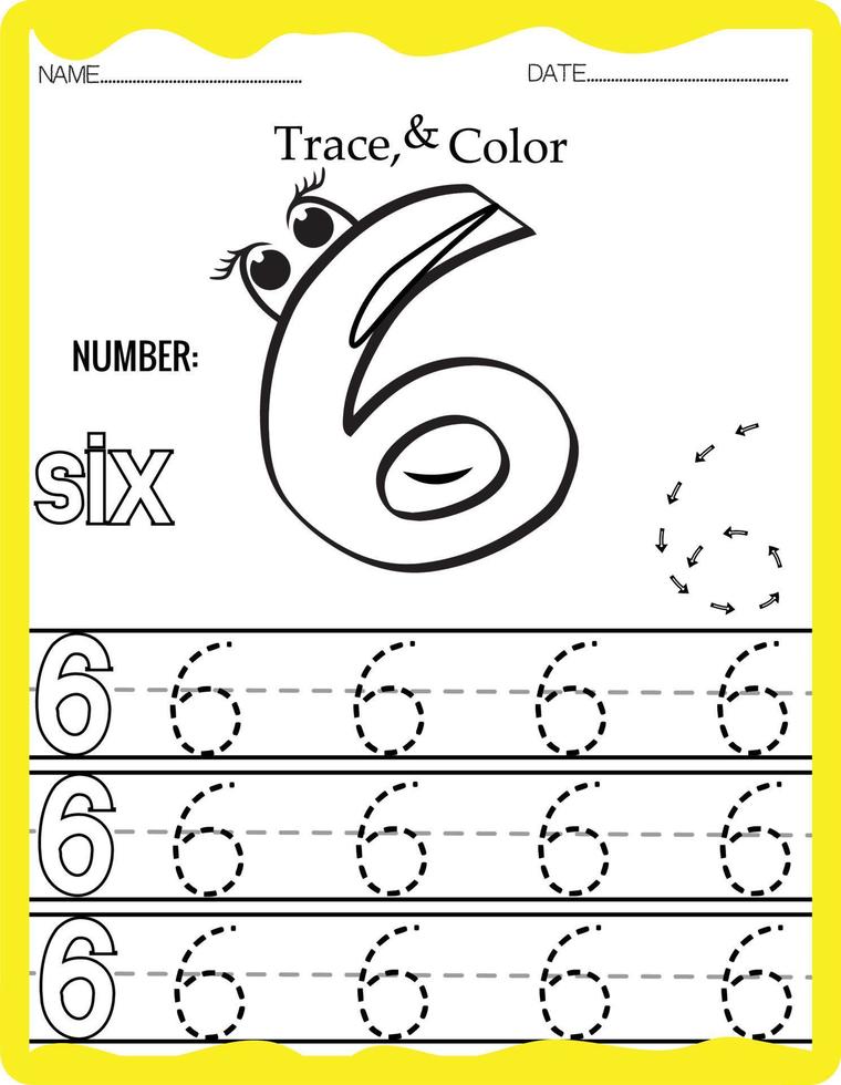 grafia pagine per scrittura numeri apprendimento numeri, numeri tracciato foglio di lavoro per asilo. vettore