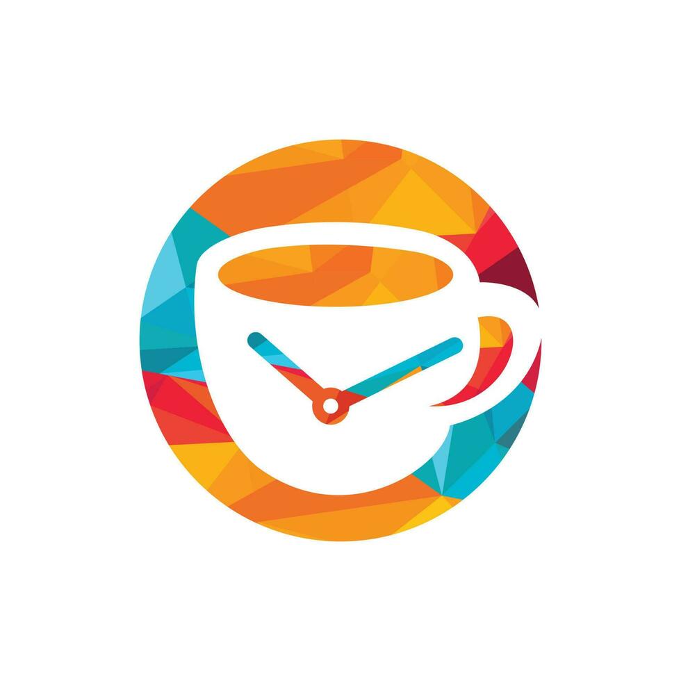 caffè tempo vettore logo design. caffè tazza tempo orologio concetto design.