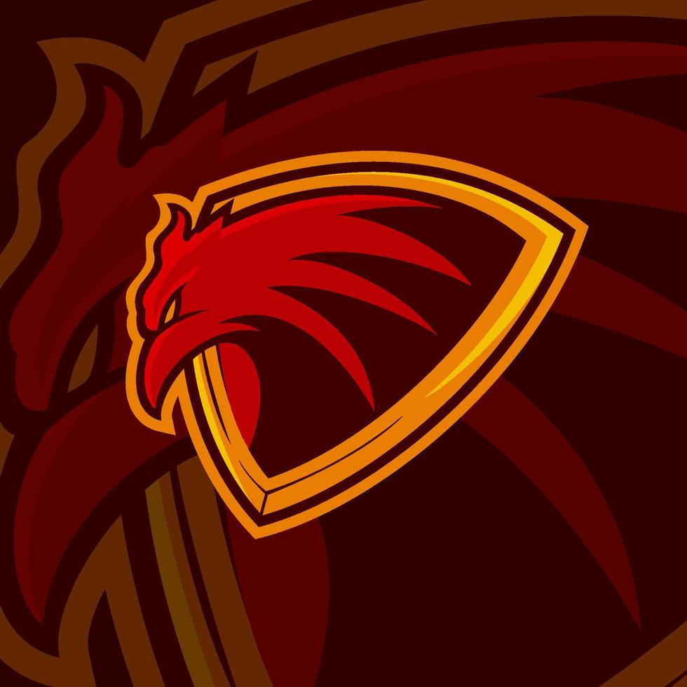 aquila esport baseball squadra portafortuna emblema logo. rosso piumato aquila gioco portafortuna illustrazione. vettore