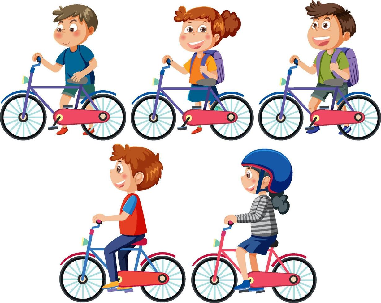 bambini equitazione biciclette impostato vettore