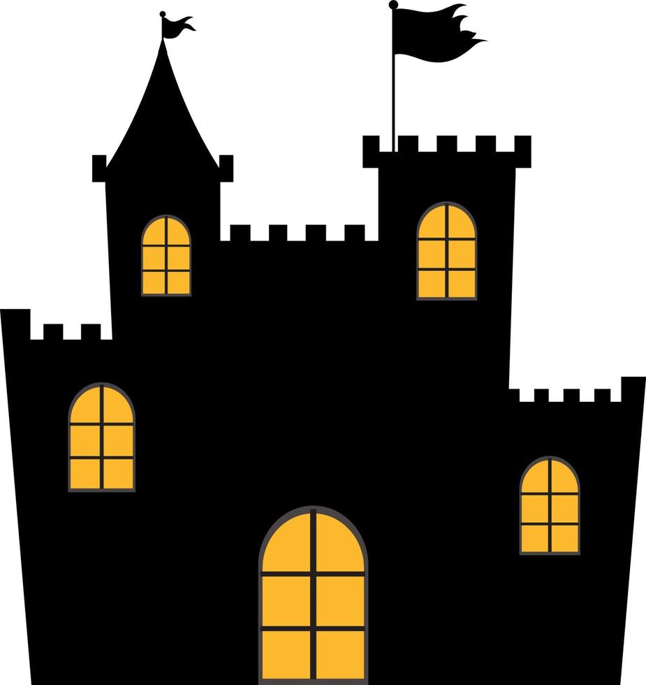 silhouette castello con leggero a il finestra vettore