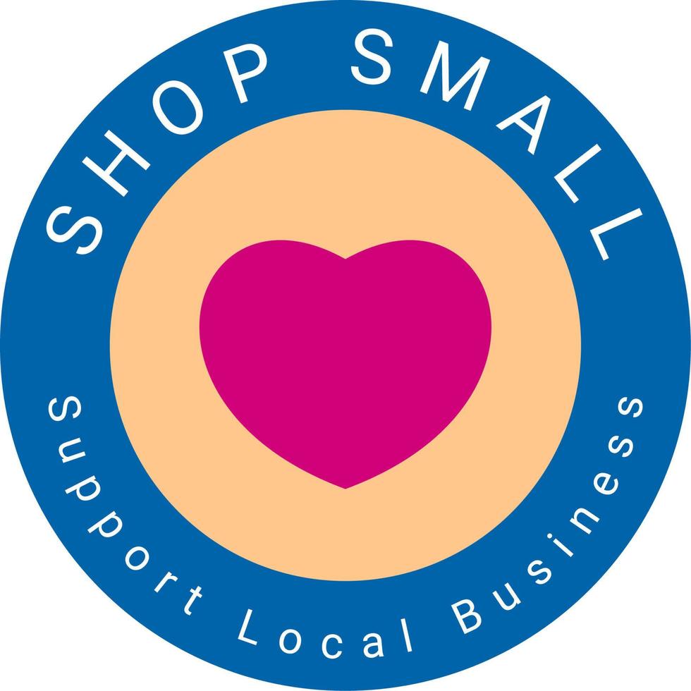 supporto piccolo Locale attività commerciale cerchio francobollo distintivo vettore con cuore simbolo nel il mezzo di il cerchio