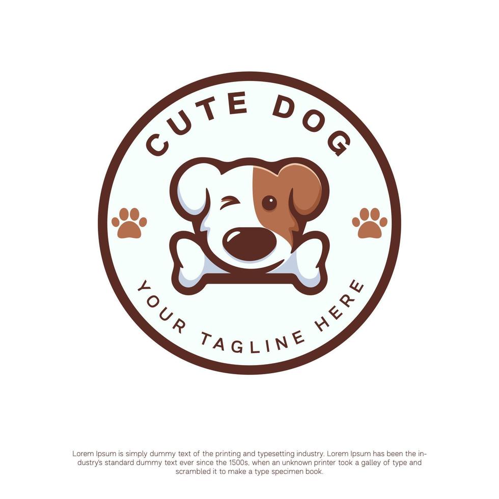 carino cane logo con kawaii stile vettore