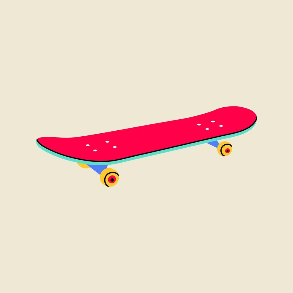 classico nostalgico anni 80 anni 90 elemento nel moderno stile piatto, linea arte stile. mano disegnato vettore retrò illustrazione di skateboard, vecchia scuola. moda toppa, distintivo, emblema, logo