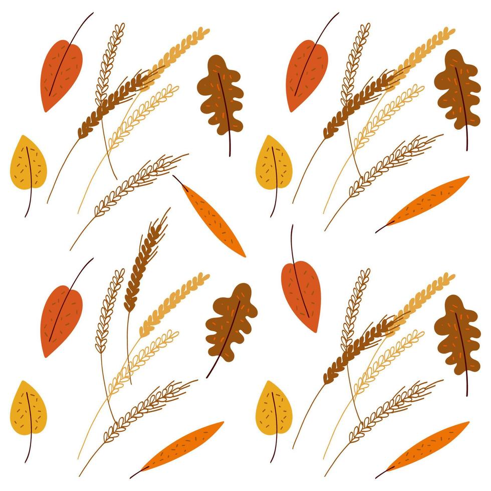 senza soluzione di continuità modello con stilizzato autunno le foglie illustrazione su un' bianca sfondo vettore