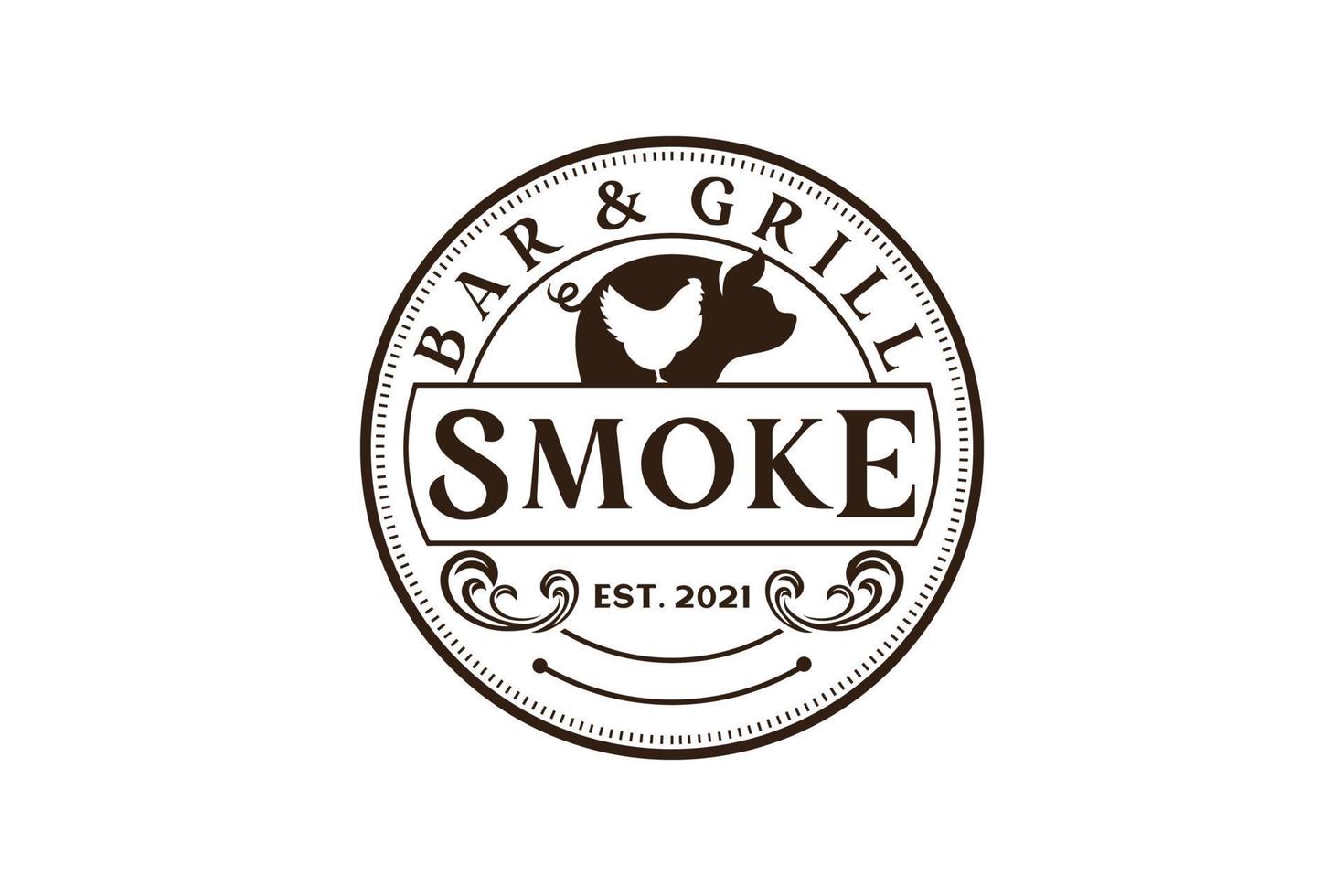 griglia per barbecue rustica vintage retrò, barbecue, etichetta per barbecue timbro logo design vettoriale