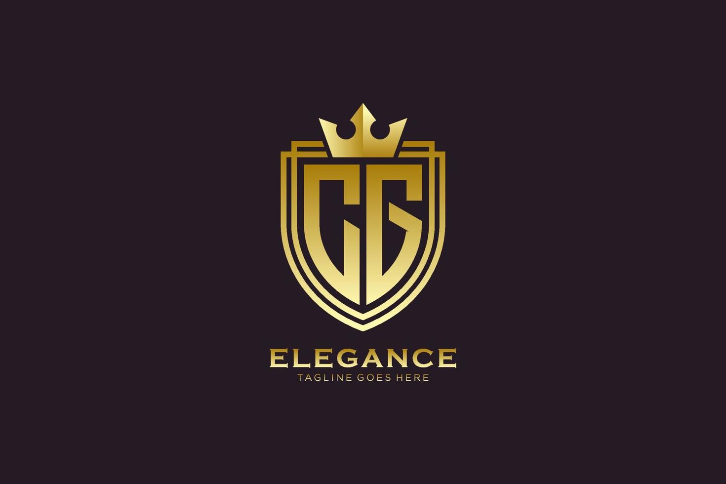 iniziale cg elegante lusso monogramma logo o distintivo modello con pergamene e reale corona - Perfetto per lussuoso il branding progetti vettore