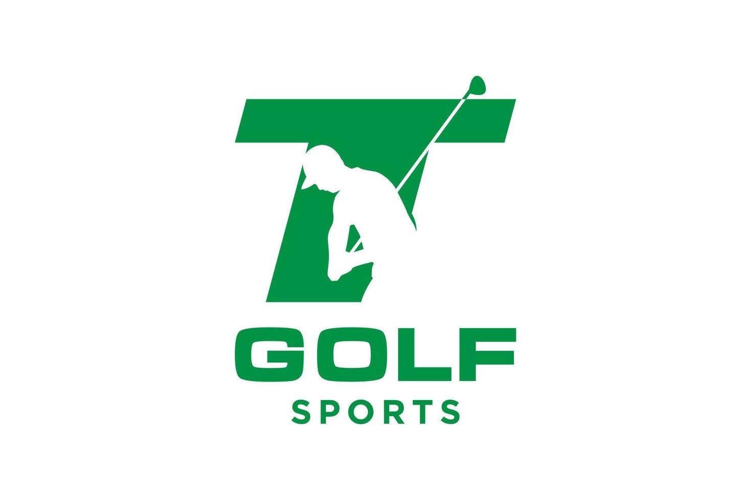 alfabeto lettera icona logo t per golf logo design modello vettoriale, etichetta vettoriale del golf, logo del campionato di golf, illustrazione, icona creativa, concetto di design