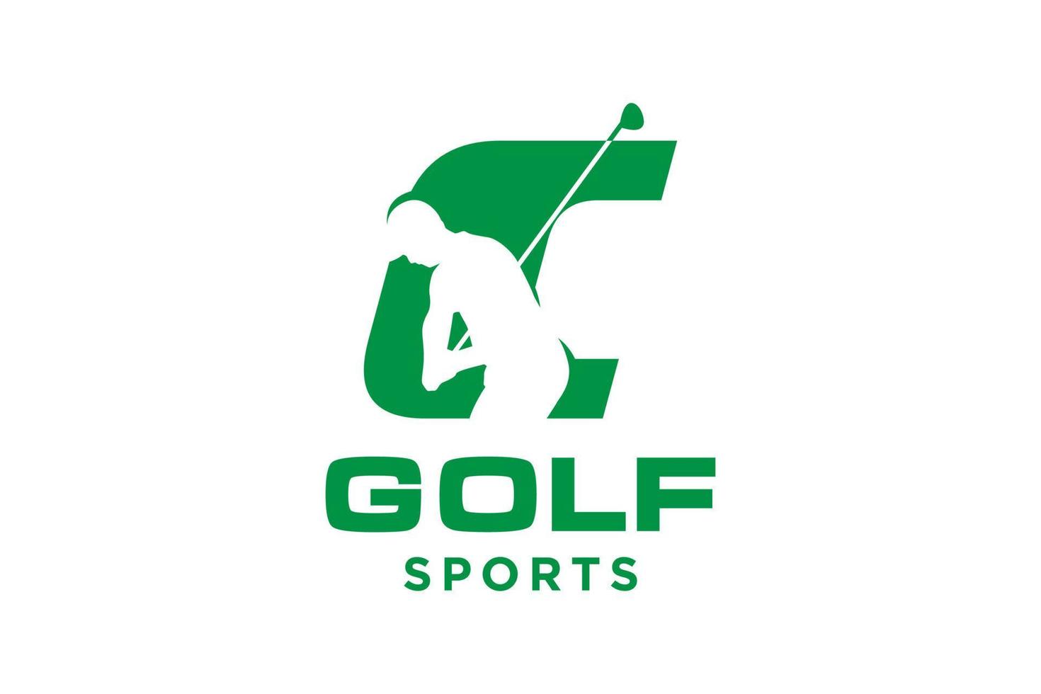 alfabeto lettera icona logo c per golf logo design modello vettoriale, etichetta vettoriale del golf, logo del campionato di golf, illustrazione, icona creativa, concetto di design