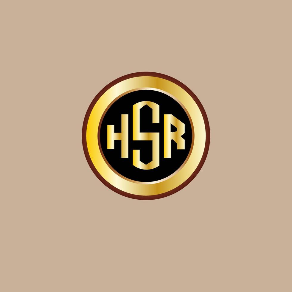 creativo hsr lettera logo design con d'oro cerchio vettore