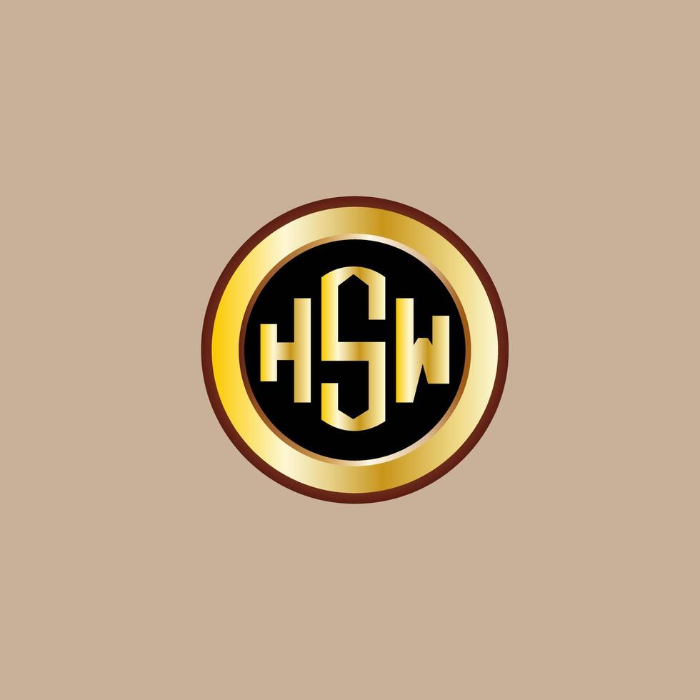 creativo hsw lettera logo design con d'oro cerchio vettore