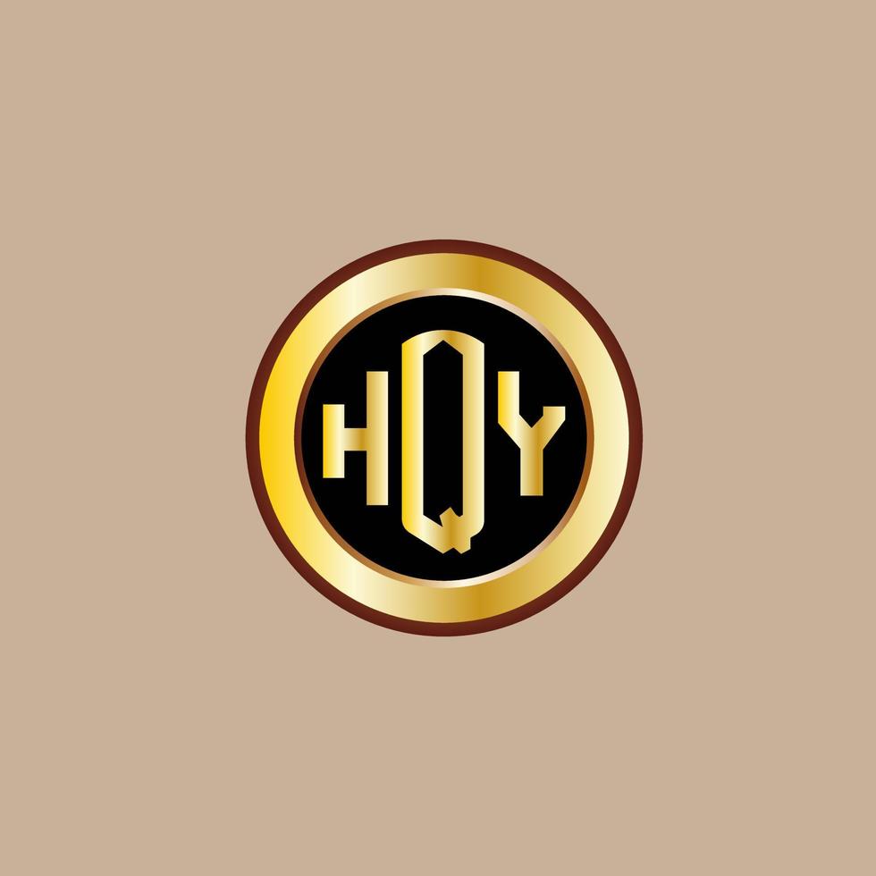 creativo hqy lettera logo design con d'oro cerchio vettore