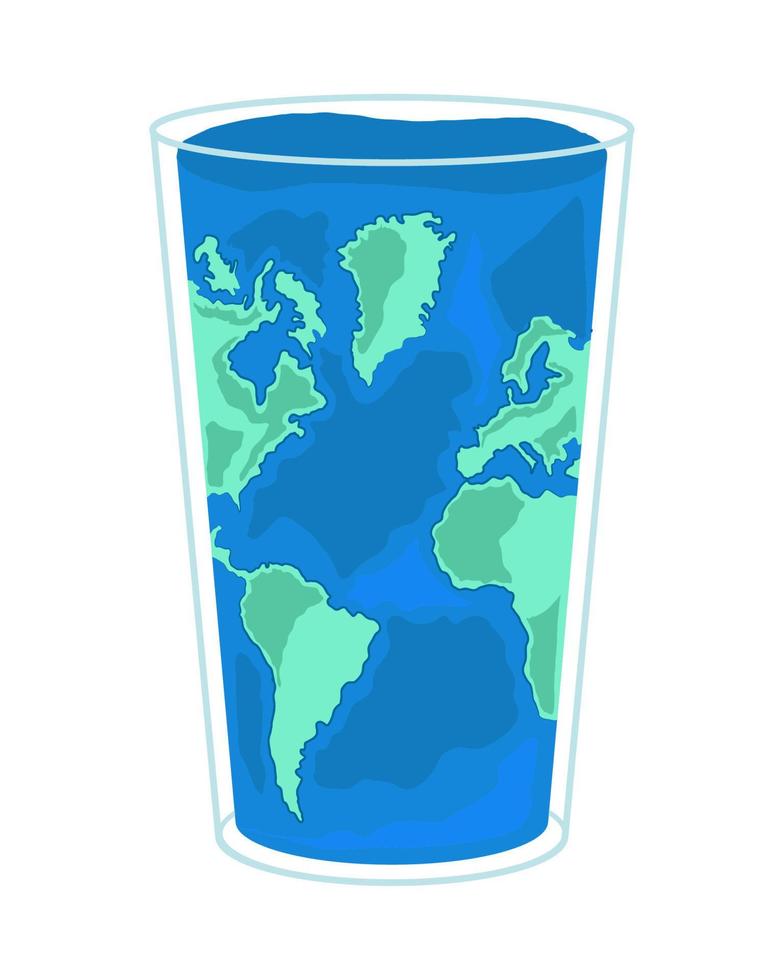 mondo carta geografica dentro bicchiere vettore