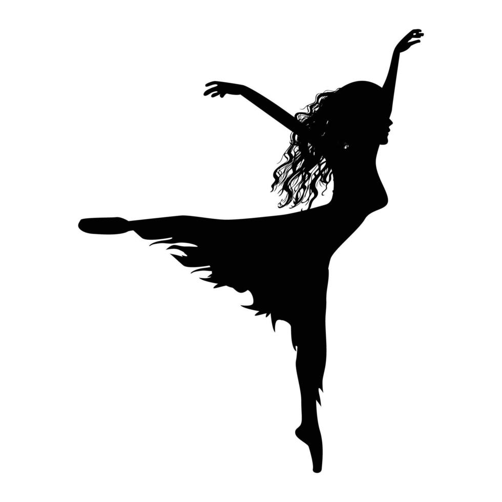 carino ragazza danza silhouette vettore