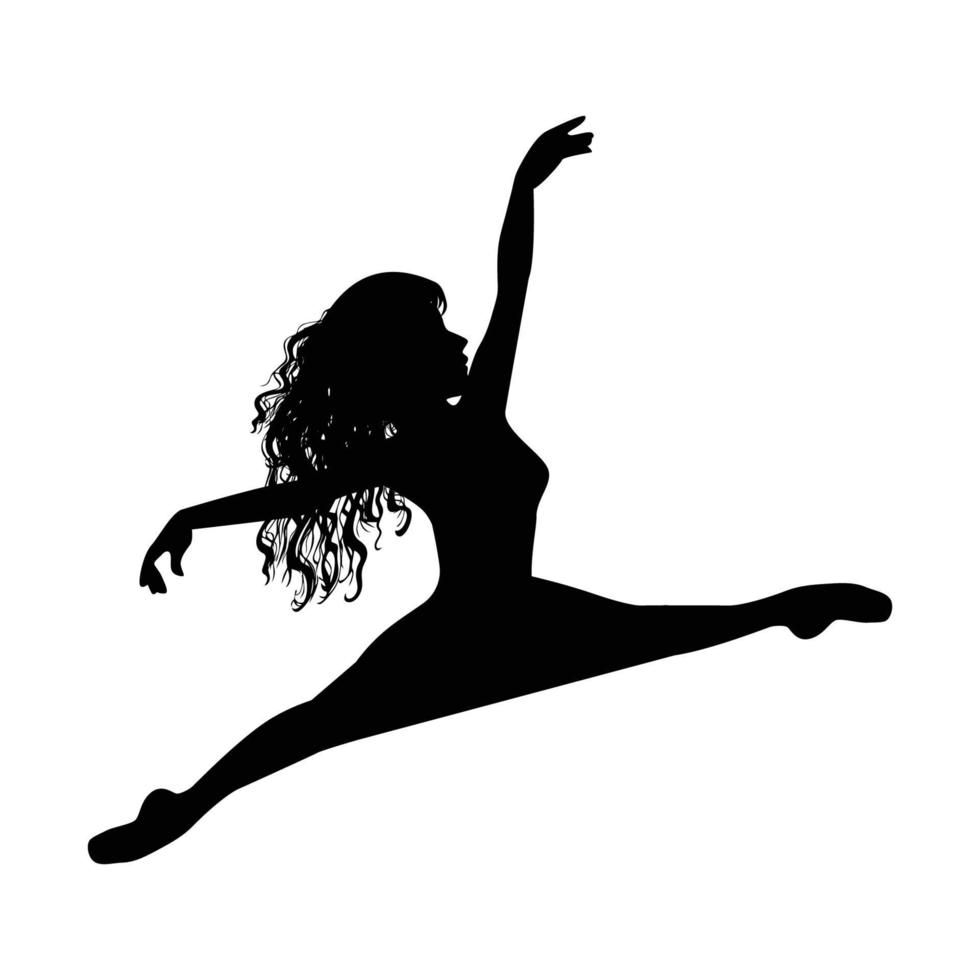 carino ragazza ballerina silhouette grafico vettore