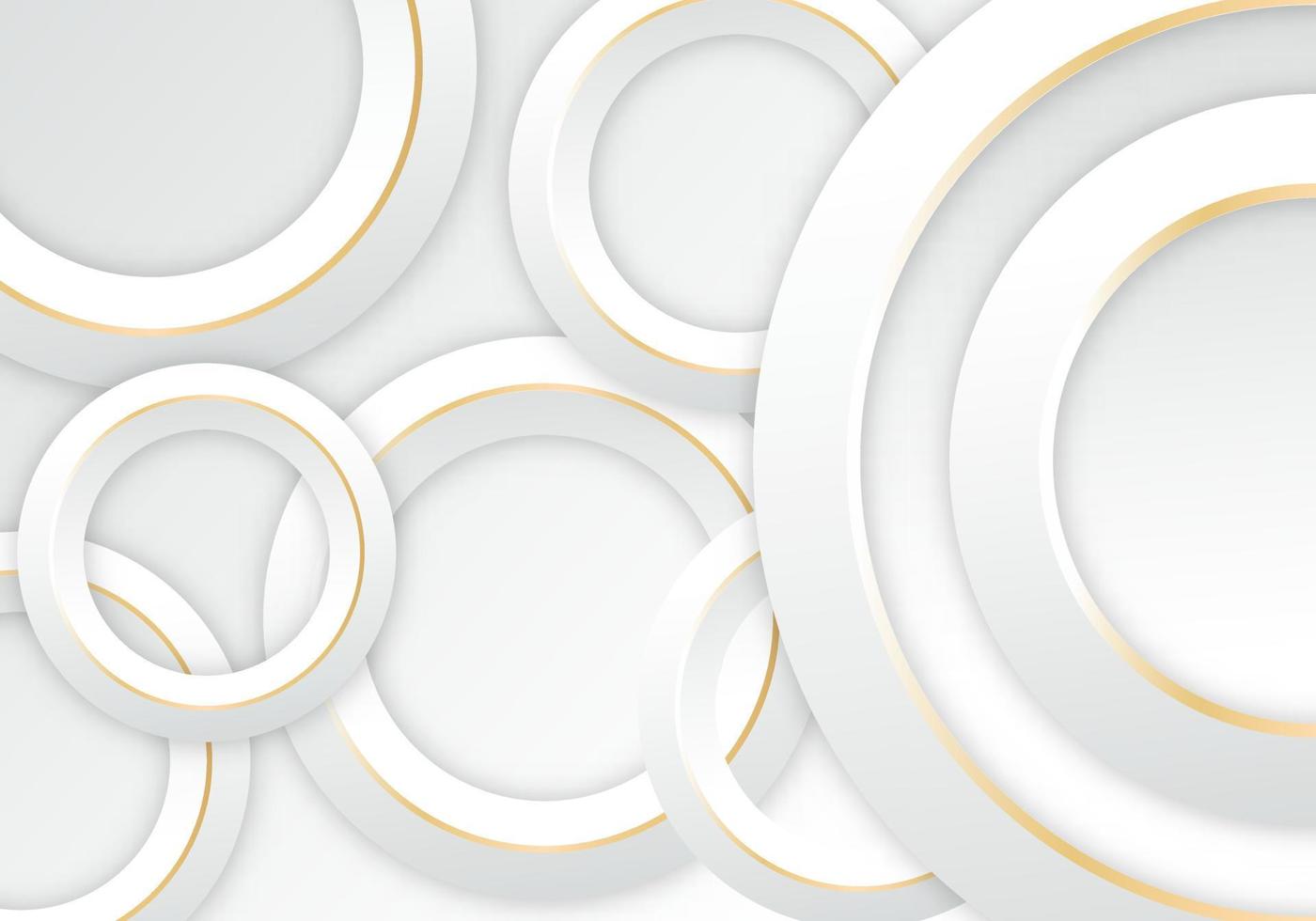 astratto 3d cerchio papercut strato bianca sfondo con oro linea effetto copia spazio per testo vettore