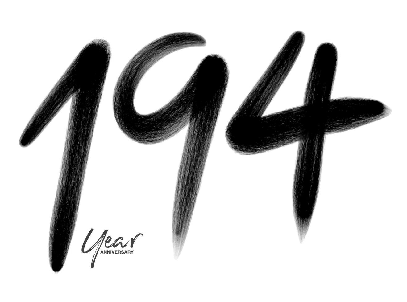 194 anni anniversario celebrazione vettore modello, 194 numero logo disegno, 194° compleanno, nero lettering numeri spazzola disegno mano disegnato schizzo, numero logo design vettore illustrazione