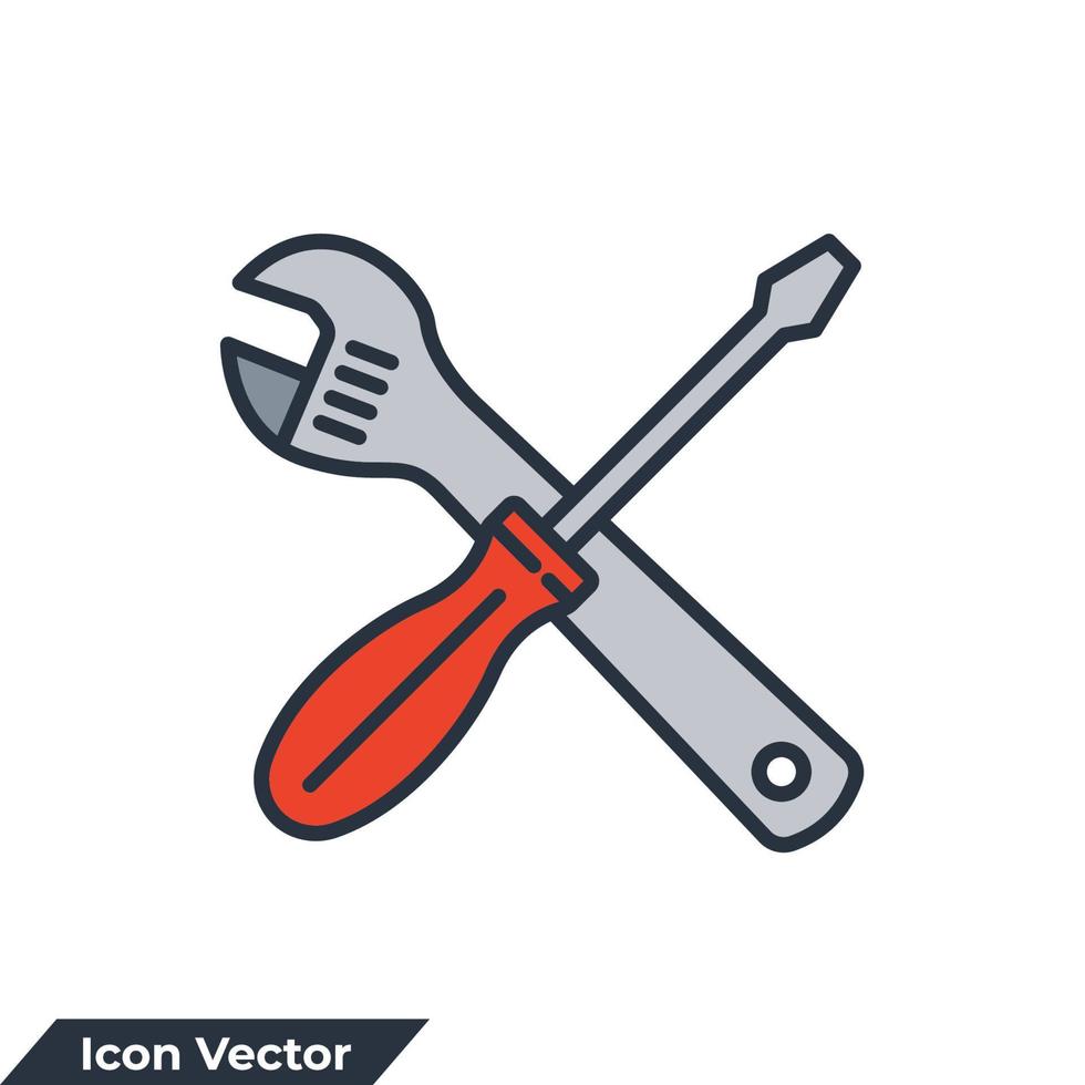 utensili icona logo vettore illustrazione. ambientazione simbolo modello per grafico e ragnatela design collezione