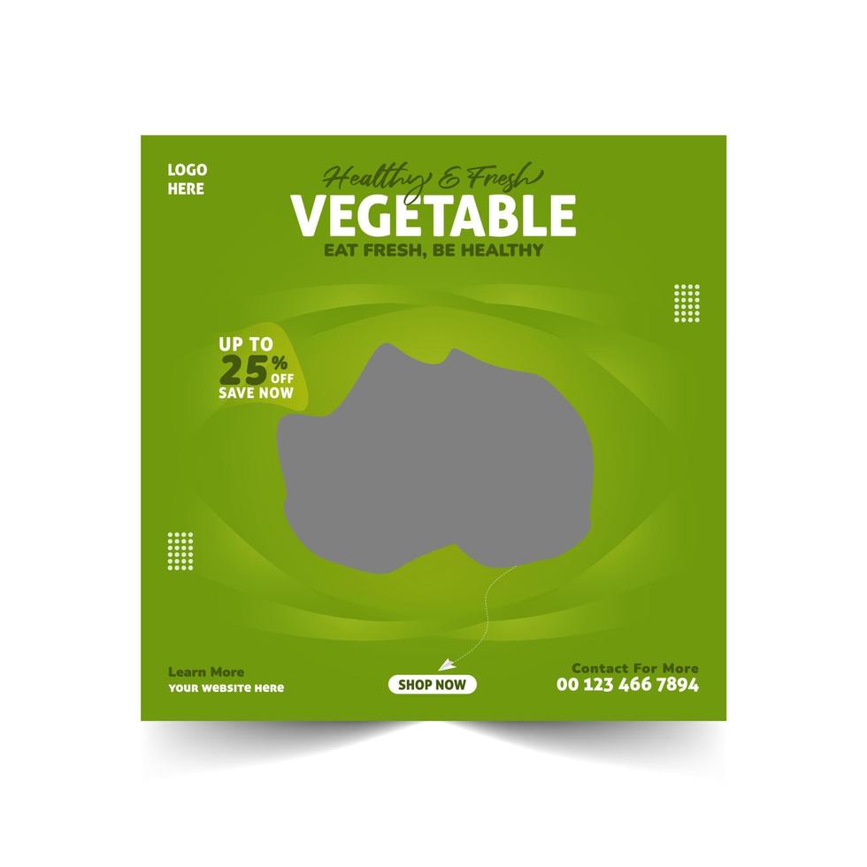 fresco biologico verdura cibo insalata sociale bandiera design modello vettore