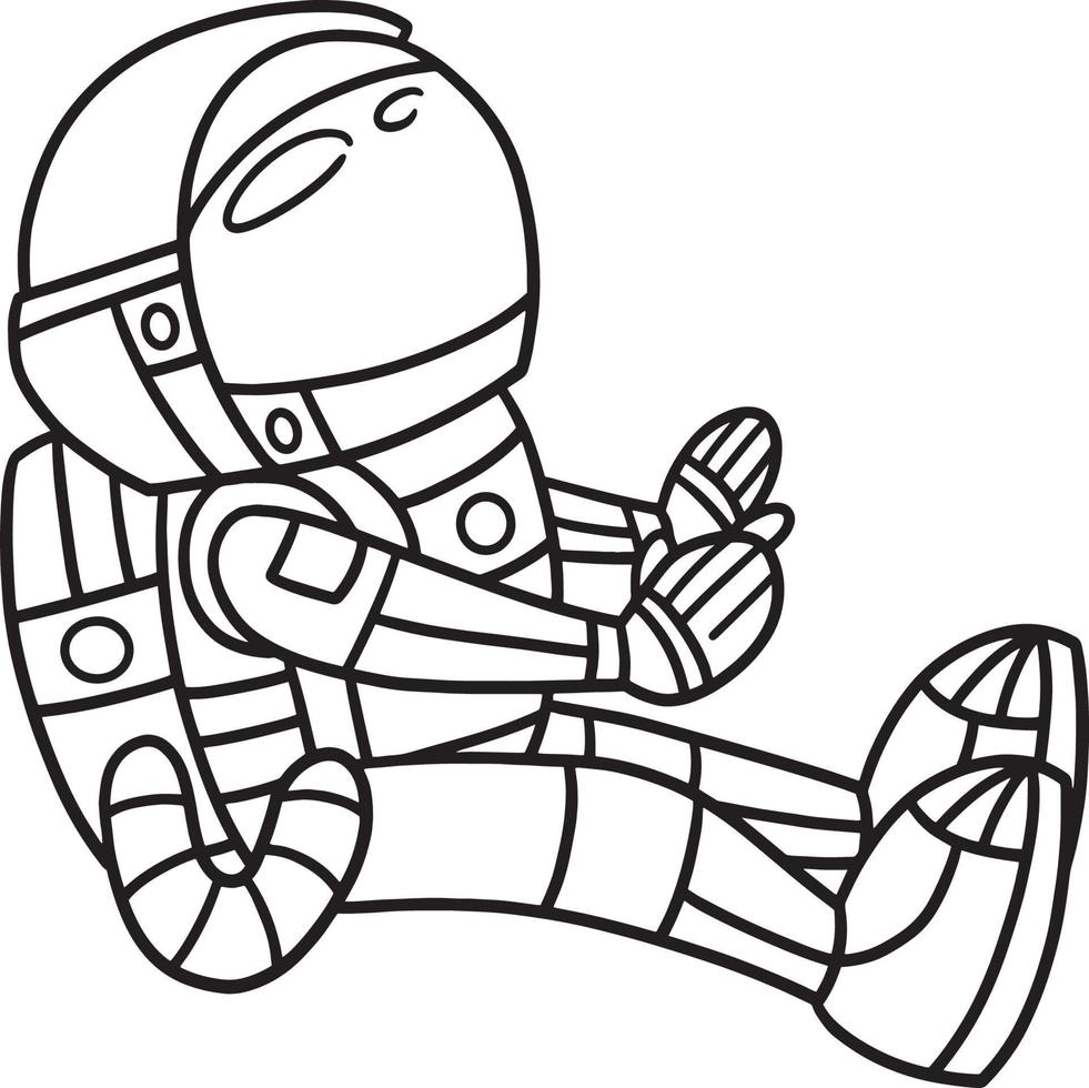 seduta astronauta isolato colorazione pagina per bambini vettore