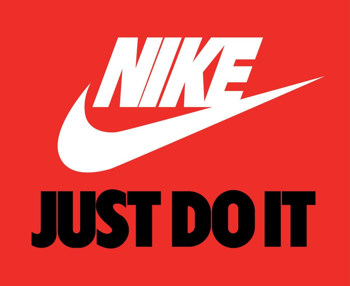 nike logo bianca e appena fare esso simbolo nero con nome Abiti design icona astratto calcio vettore illustrazione con rosso sfondo