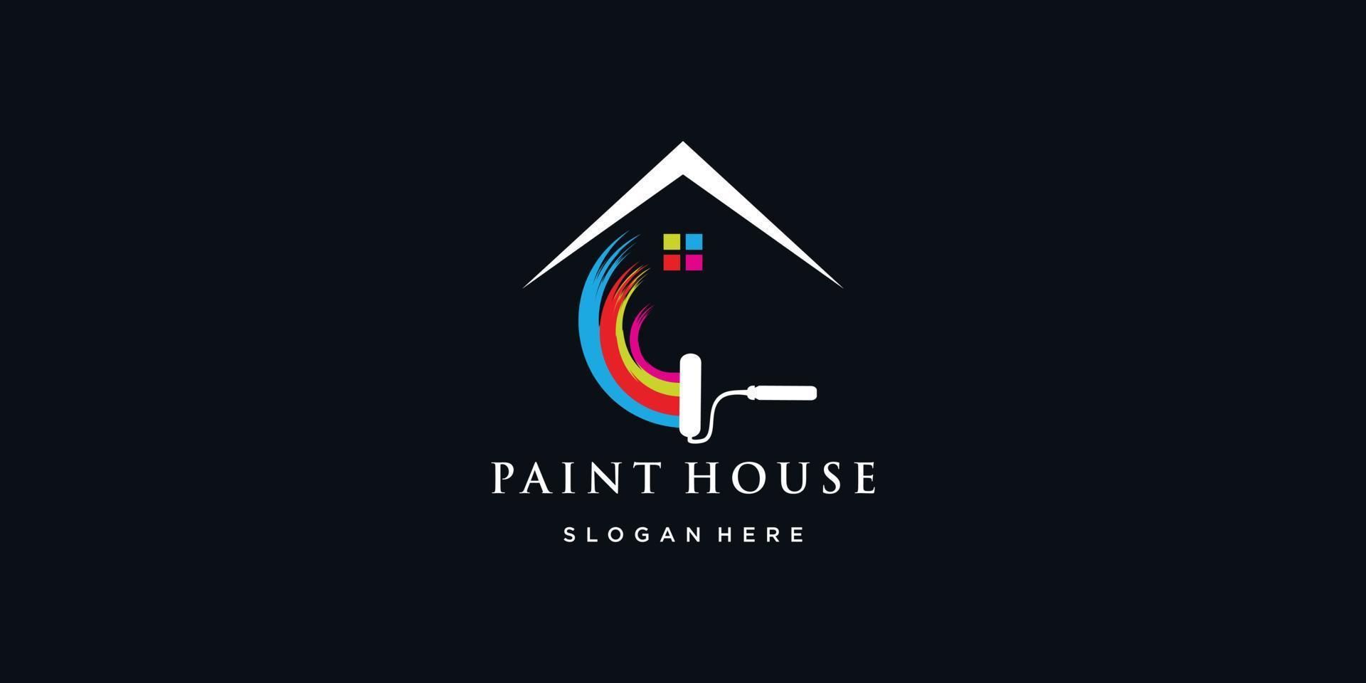 dipingere Casa logo design rinnovamento icona, pittura Servizi icona, pieno colore e unico premio vettore