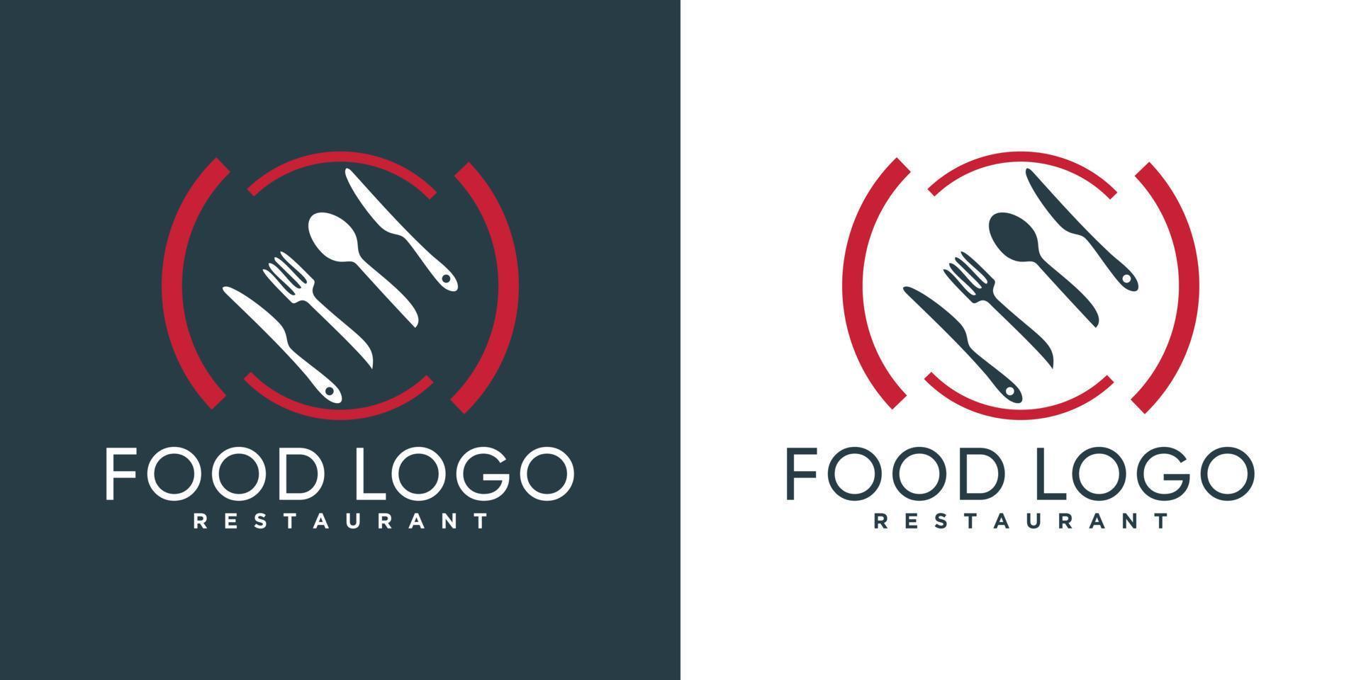 cibo resto logo design per attività commerciale o personale con creativo elemento vettore