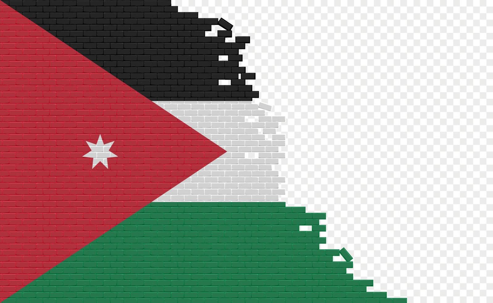 Giordania bandiera su rotto mattone parete. vuoto bandiera campo di un altro nazione. nazione confronto. facile la modifica e vettore nel gruppi.