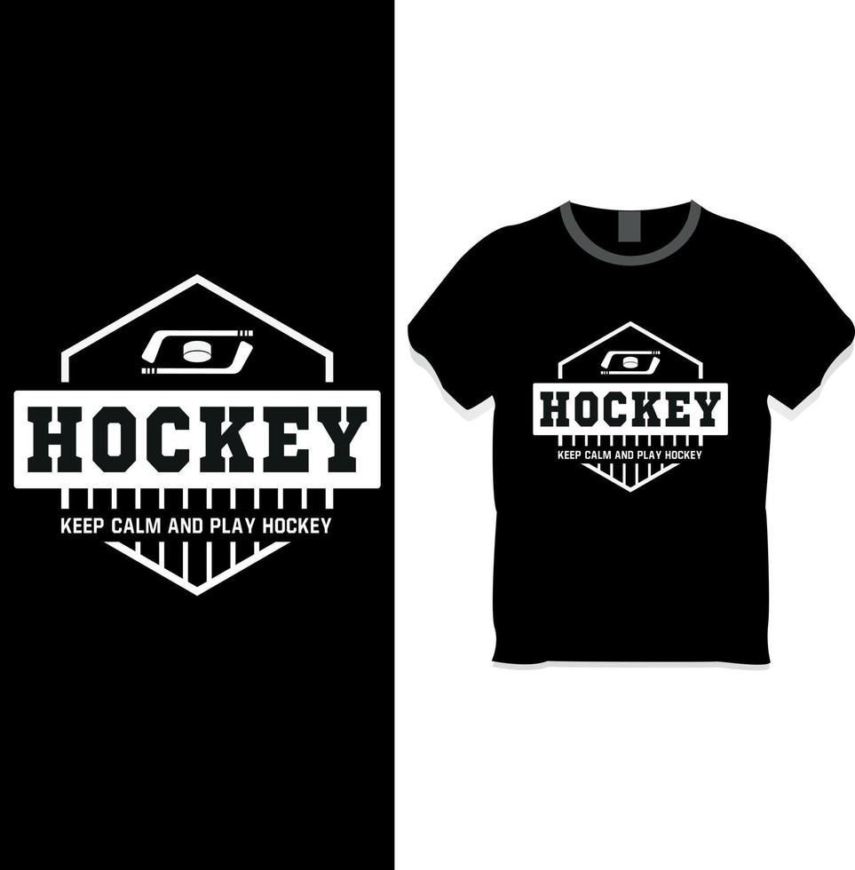 mantenere calma e giocare hockey t camicia design vettore